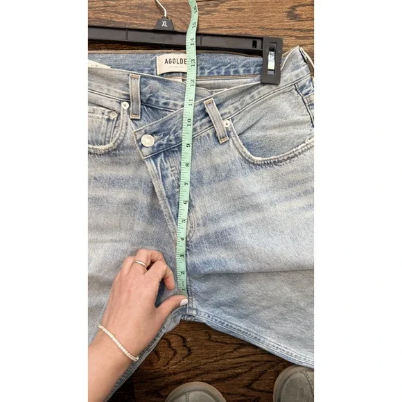Agolde Criss Cross Upsized Jean High Rise Cross Front Straight Leg Size 25 2661 - Picture 9 of 12